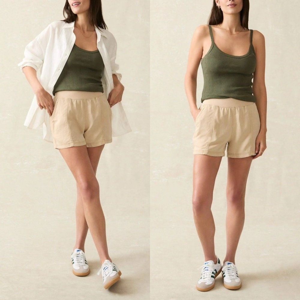Faherty Arlie Day™ Short 4 in Safari Size L Large Linen Tencel Pull On Style - Picture 5 of 15